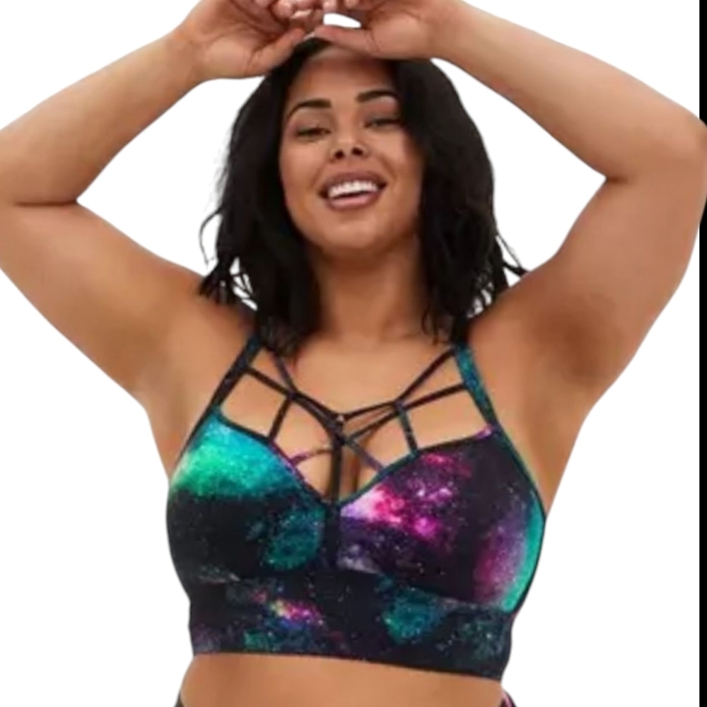 Torrid Wireless Sexy Cage Front Galaxy Print Strappy Bikini Top - Sz 4/4X